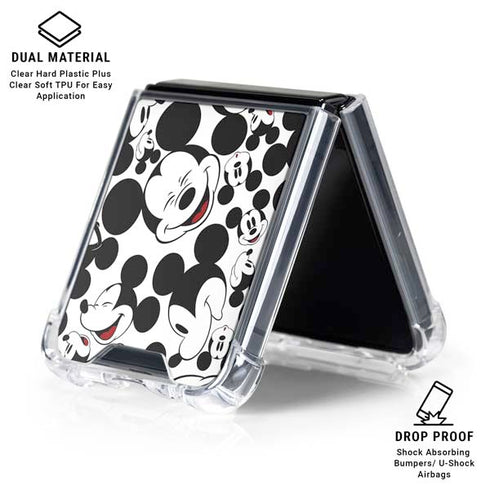 Disney Mickey Mouse Face Pattern Galaxy Z Flip6 Clear Case